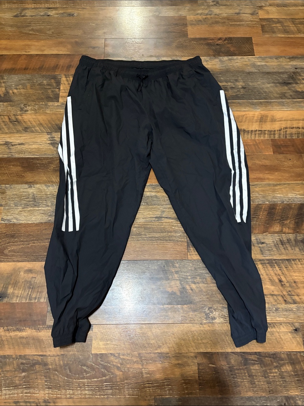 adidas Black Joggers with White Three-Stripes wind rdy